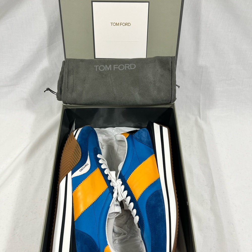 Tom Ford Men's Vibrant Blue and Orange Sneakers